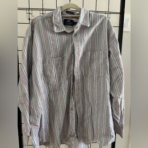 Van Heusen “over easy” blue striped shirt XL